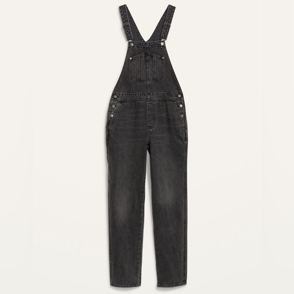 NWT! Slouchy Straight Black Wash Workwear Nonstretch Jean Overalls - Size 16 💛 - Picture 3 of 9